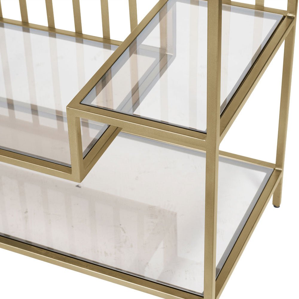 Wellington Set of 2 Shelving Units in Dark Gold with Brown Tinted Glass Nicholas John Interiors