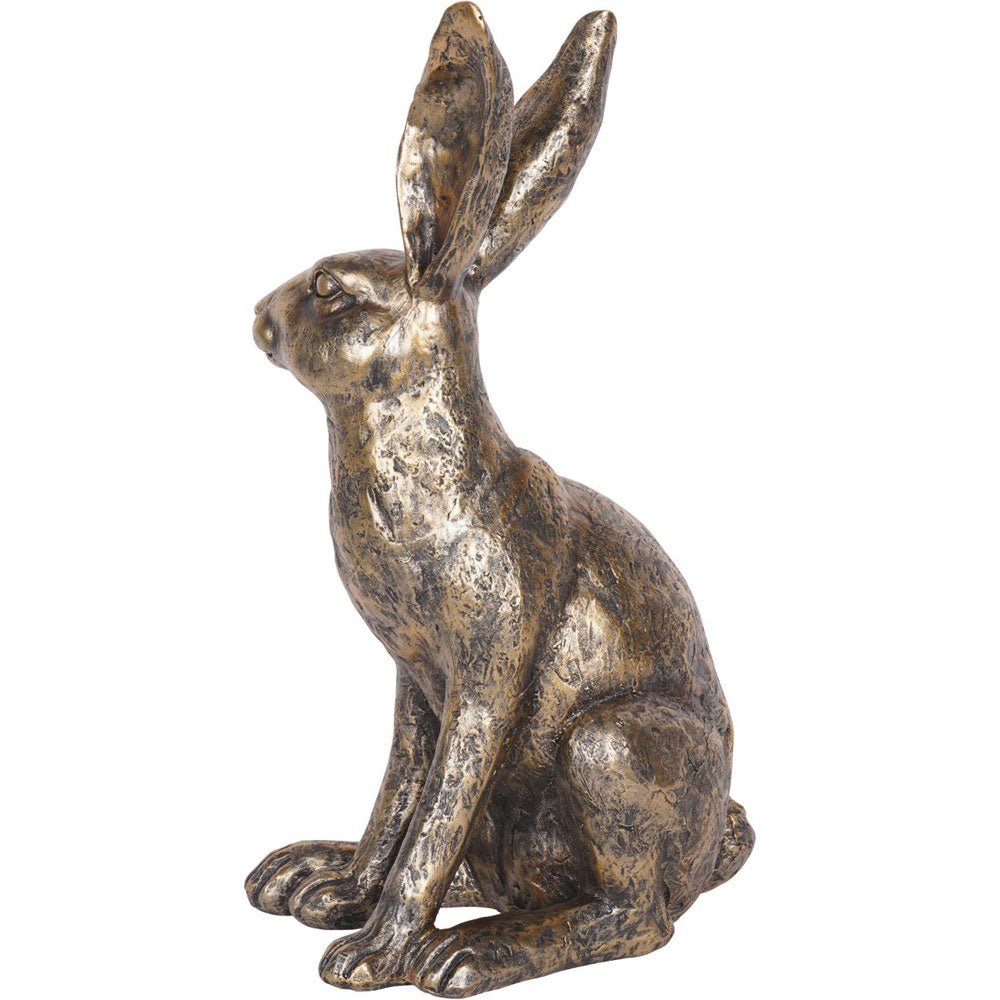 Windham Antiqued Large Sitting Hare Sculpture Nicholas John Interiors