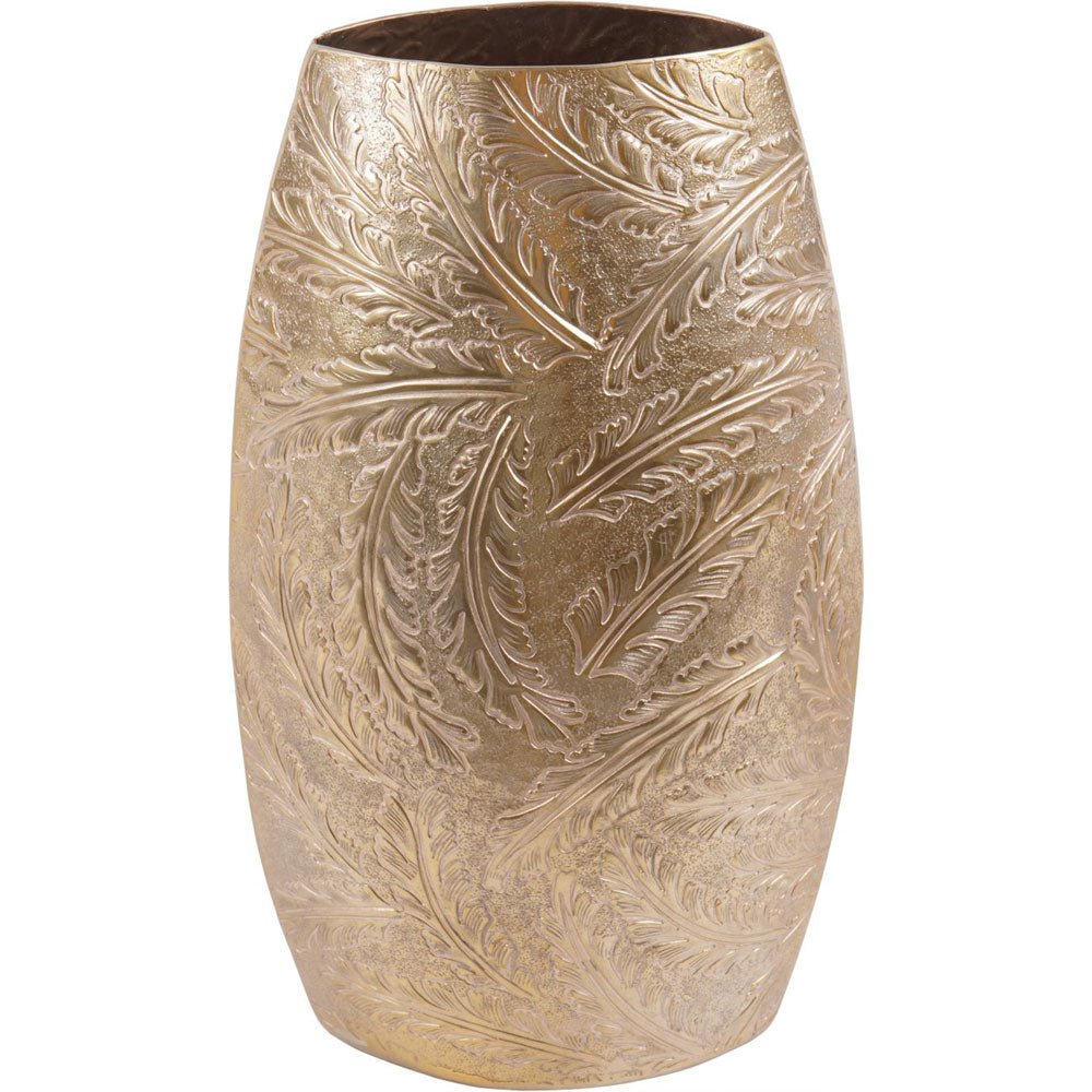 Windham Gold Leaf Embossed Oval Barrel Vase Nicholas John Interiors