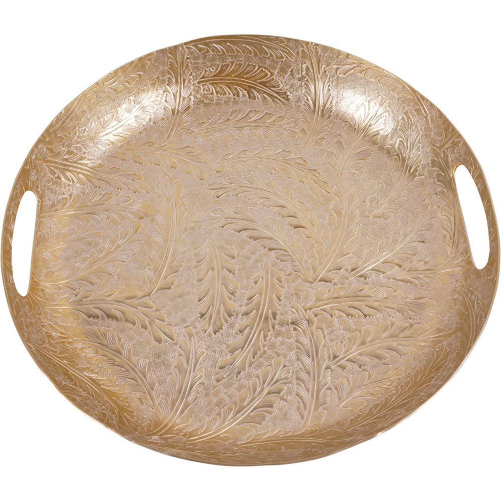 Windham Gold Leaf Embossed Round Platter Nicholas John Interiors