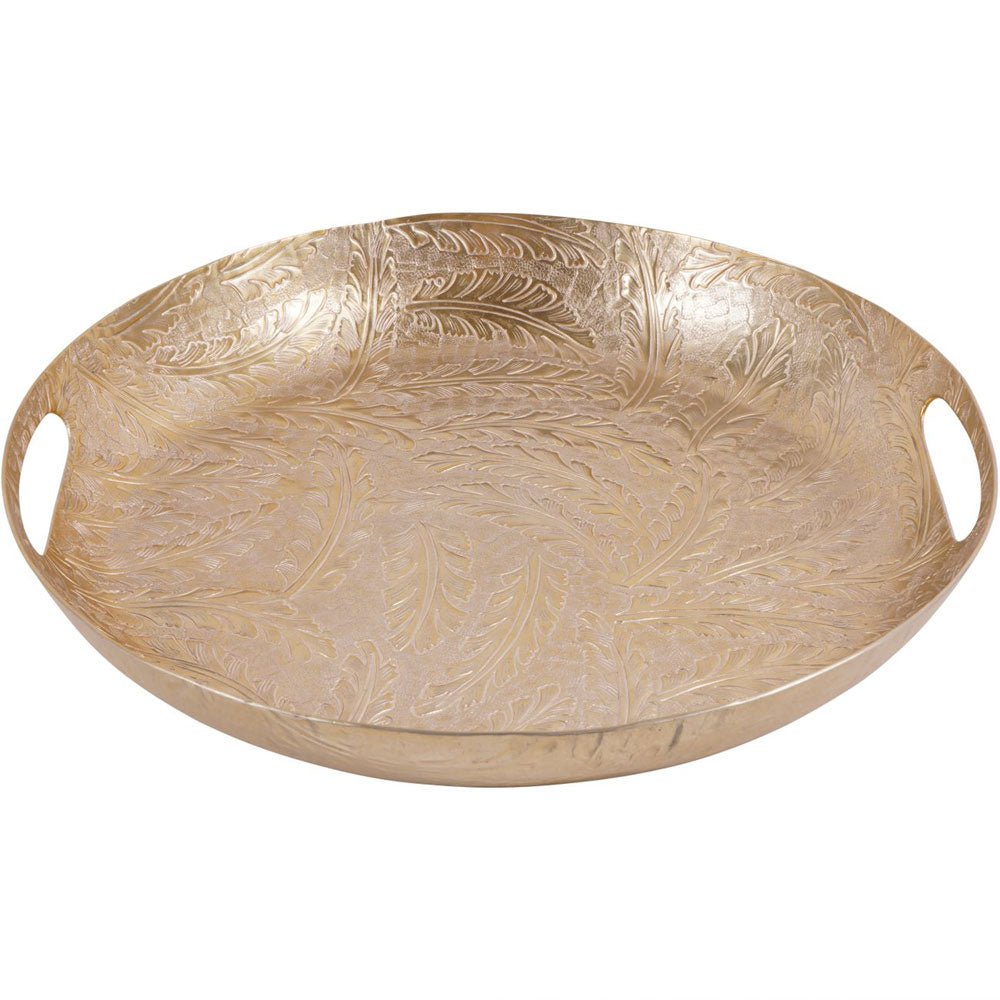 Windham Gold Leaf Embossed Round Platter Nicholas John Interiors