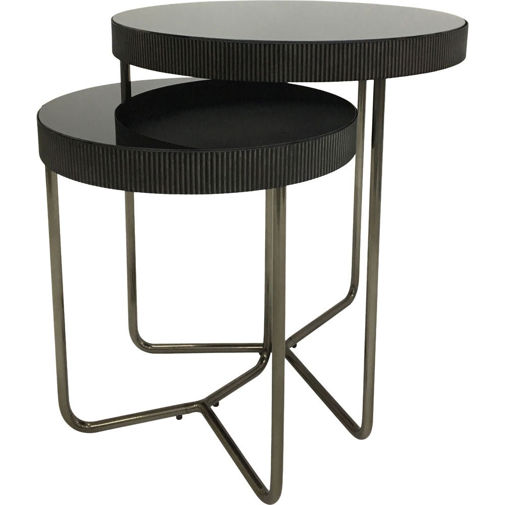 Windsor Set of 2 Side Tables with Black Tinted Glass Nicholas John Interiors