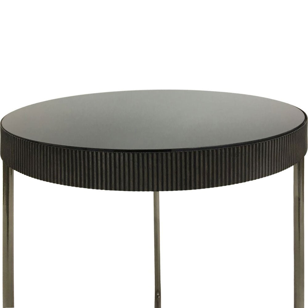 Windsor Set of 2 Side Tables with Black Tinted Glass Nicholas John Interiors