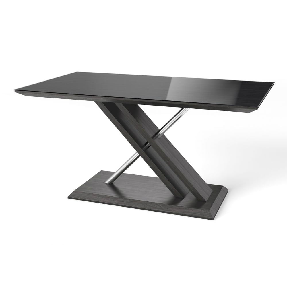 Xenia Black Glass Walnut Dining Table - 160cm Nicholas John Interiors