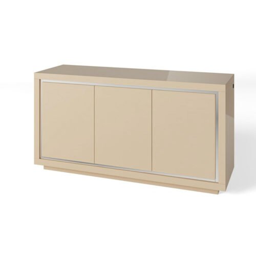 The Sorrento Cream 3 Door High Gloss Sideboard With LED.
