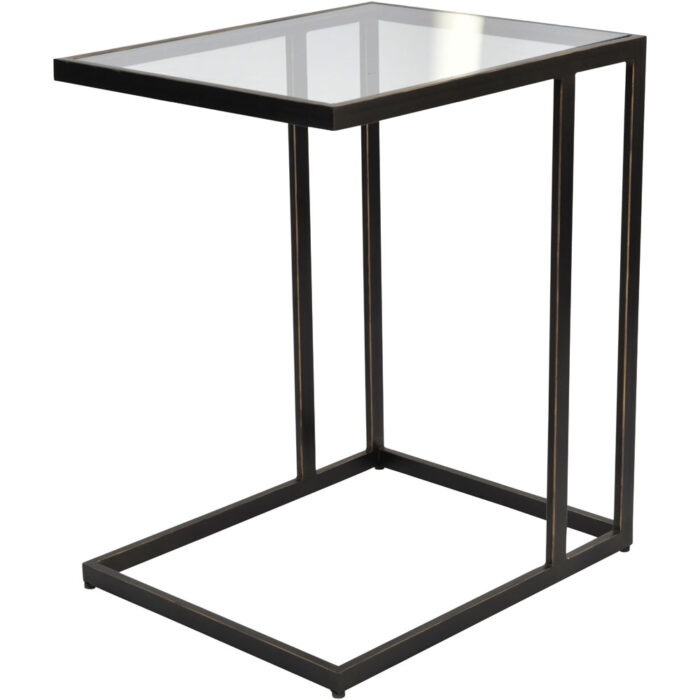 Deveraux Gilded Bronze Metal and Glass Side Table