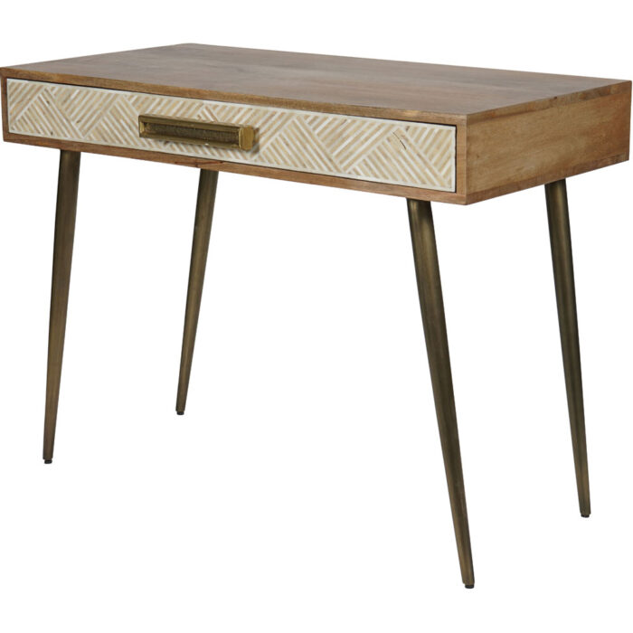 Leighton Bone and Mango Wood Desk Table with Drawer