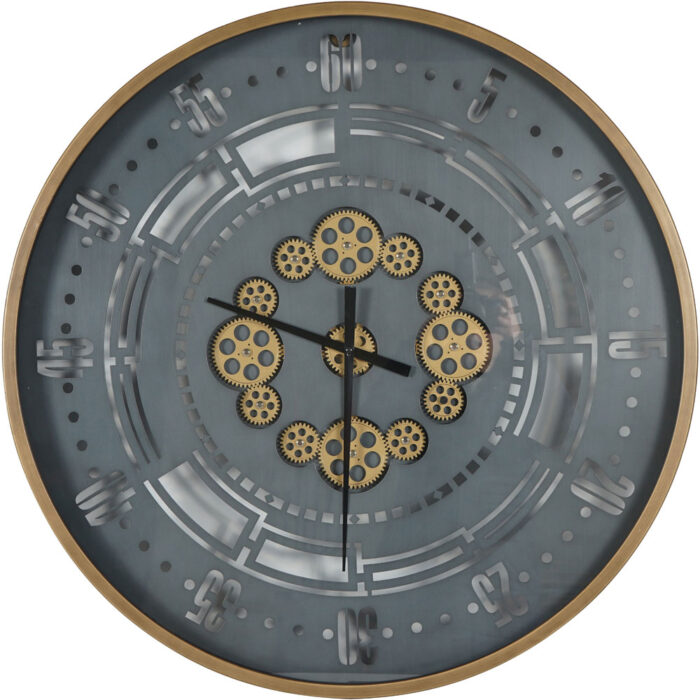Manchester Industrial Round Gold and Grey Wall Clock 75cm