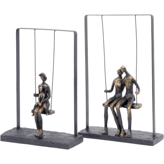 Couple Sitting on Swing Bronze Figurative Sculpture