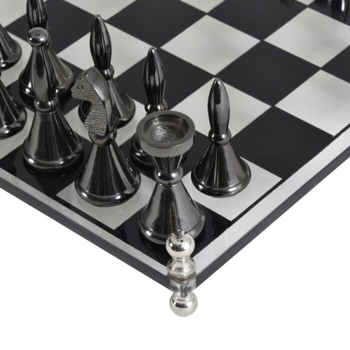 Yates Chess Set Featuring Acrylic Base and 32 Aluminium Pieces 40x40x11cm