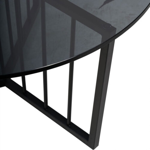 Abington Black Frame and Tinted Glass Round Coffee Table 80cm