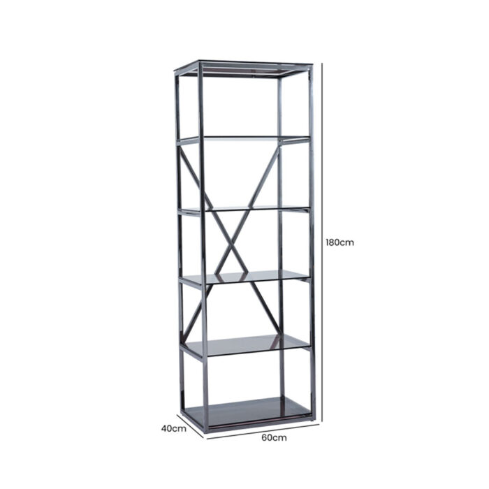 Axel 5-Tier Grey Gunmetal with Smoke Glass Display