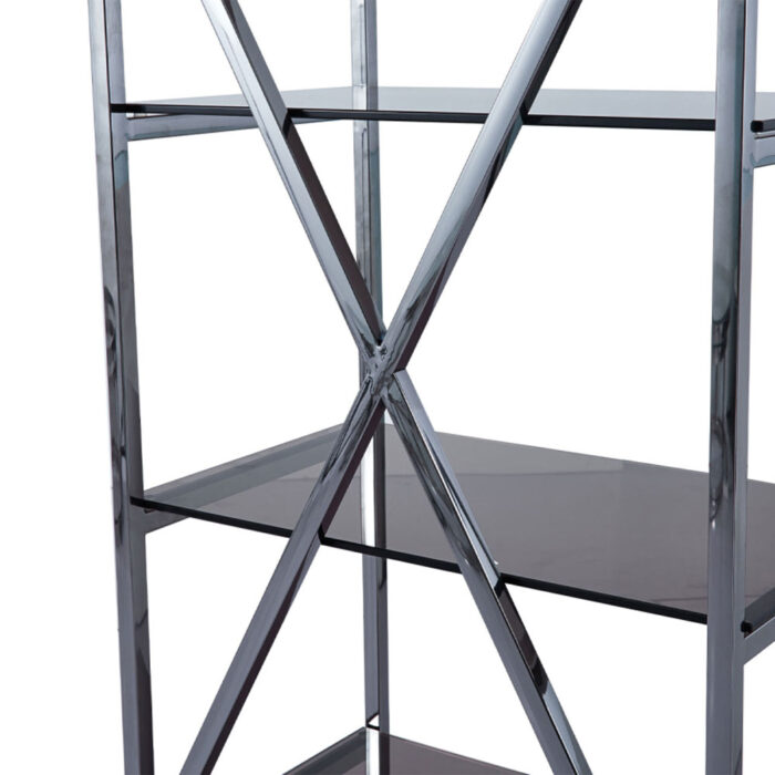 Axel 5-Tier Grey Gunmetal with Smoke Glass Display