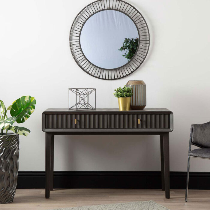 Amelie Smoke Grey Elm 2 Drawer Console Table