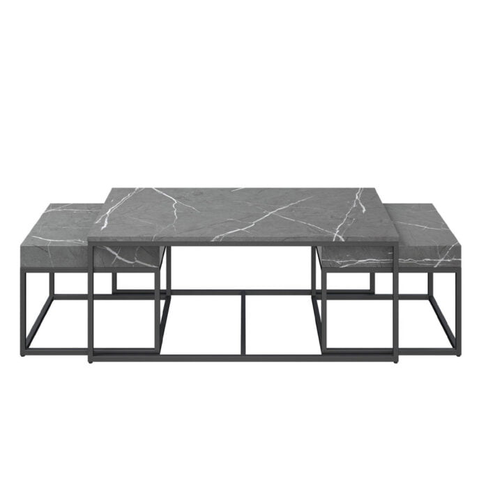 Delma Grand Grey Marble Effect Coffee Table Set