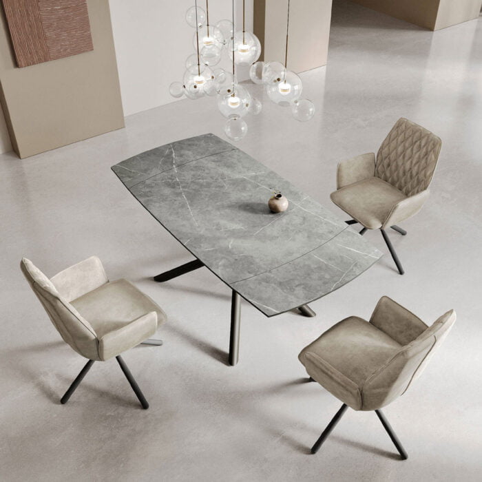 Giovanni Matte Ceramic Extending Dining Table Grey - 120-180cm
