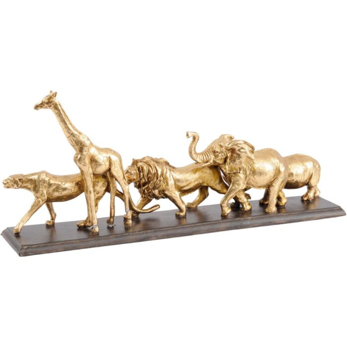 Safari Wild Animals Sculpture in Gold Resin