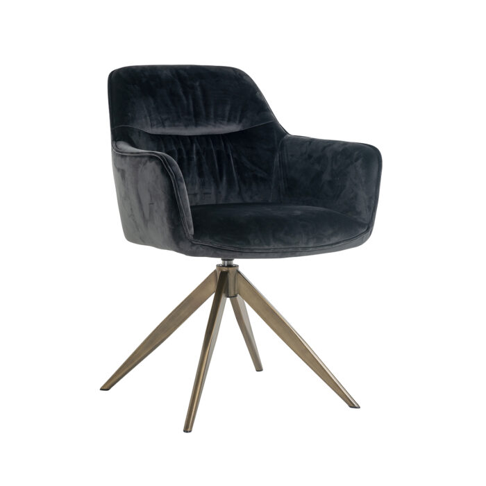 Richmond Interiors Aline Swivel Chair in Antraciet Velvet