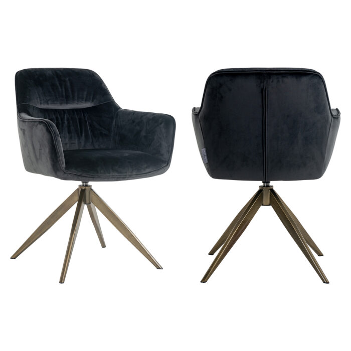 Richmond Interiors Aline Swivel Chair in Antraciet Velvet